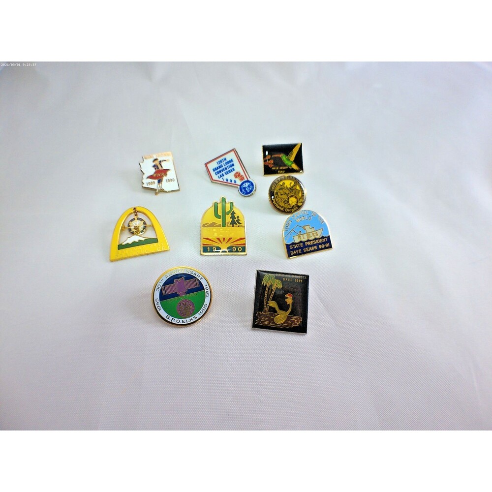 8 VTG BPOE Benevolent Order Of Elks Lodge Hat Lapel Vest Pin Pinback Central US